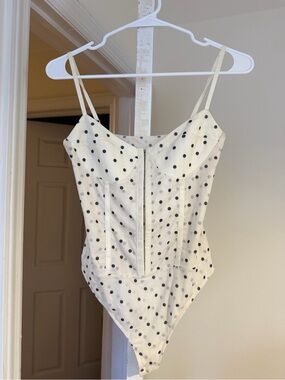 Free people Polka Dot Bustier Bodysuit - White with Black Dots
